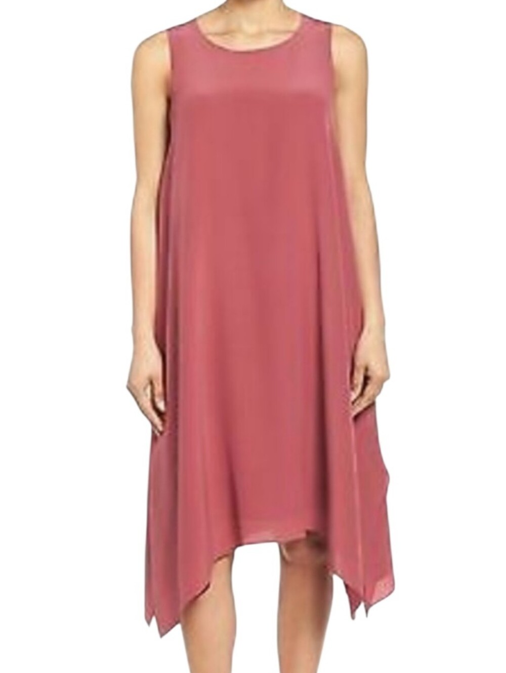 NWT Eileen Fisher jewl neck silk crepe dress PS